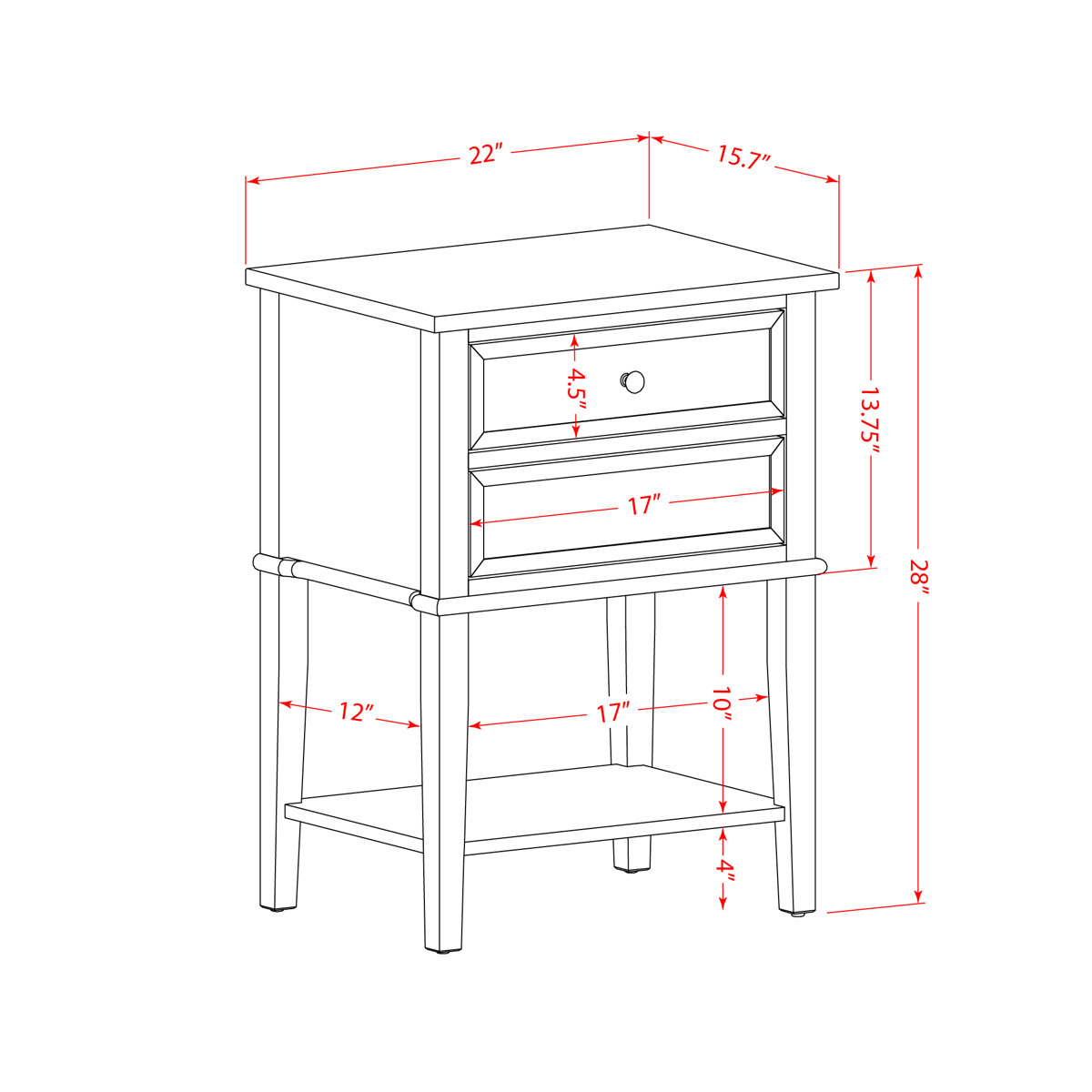 Three Posts™ Genao 28'' Tall 2 Drawer End Table Wayfair
